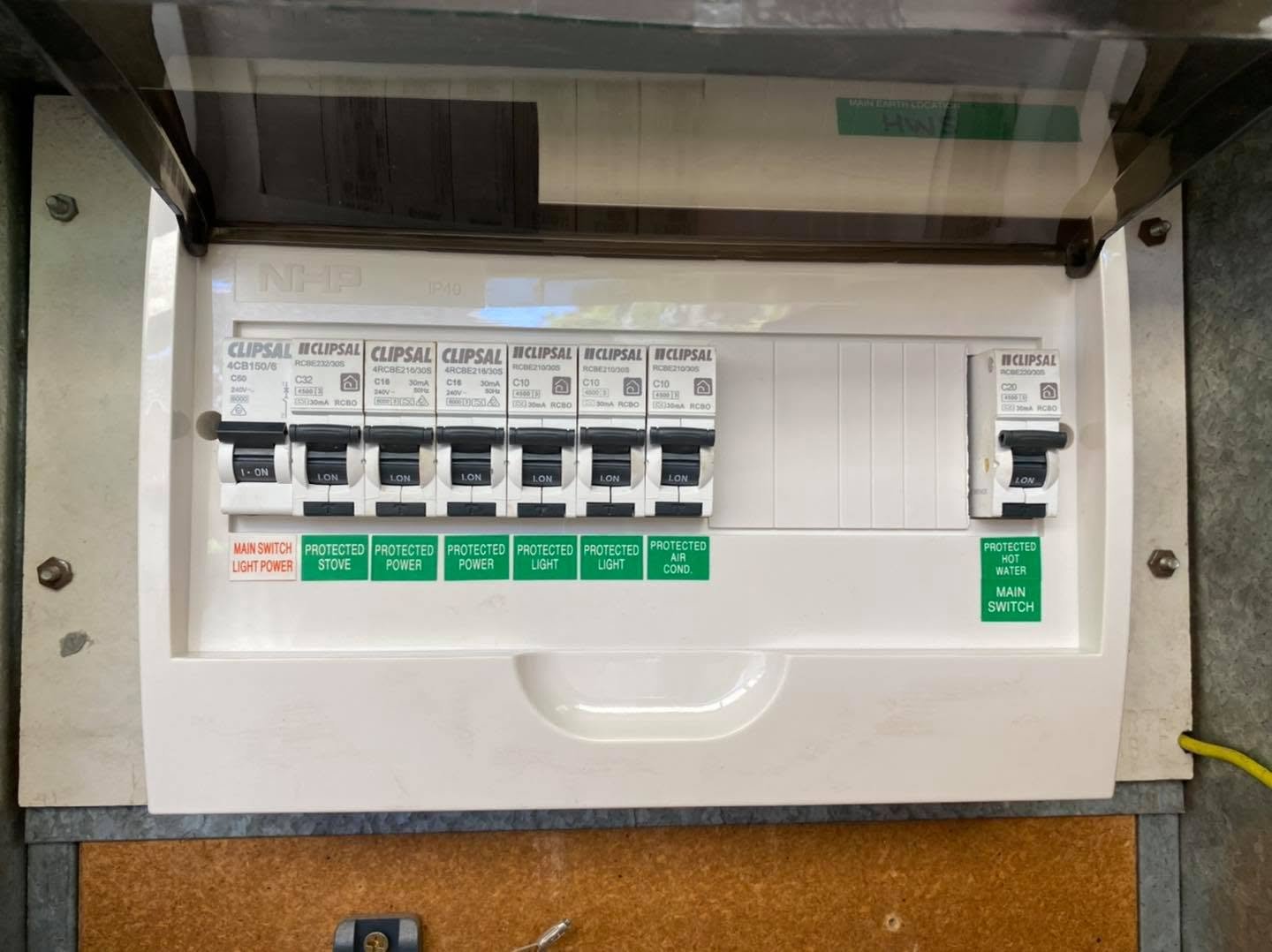 Switchboard upgrade with labelled circuit breakers